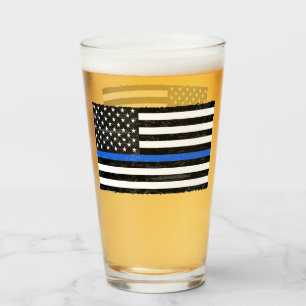Thin Blue Line Grungy American Flag Glas