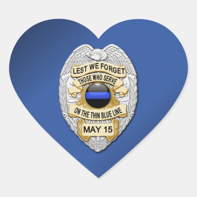 Thin Blue Line Herz-Aufkleber (Vorderseite)