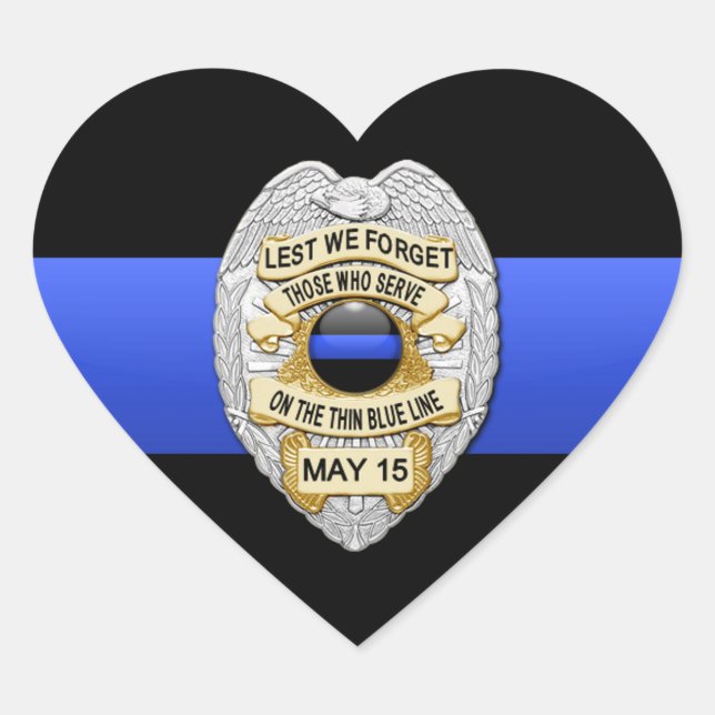 Thin Blue Line Herz-Aufkleber (Vorderseite)