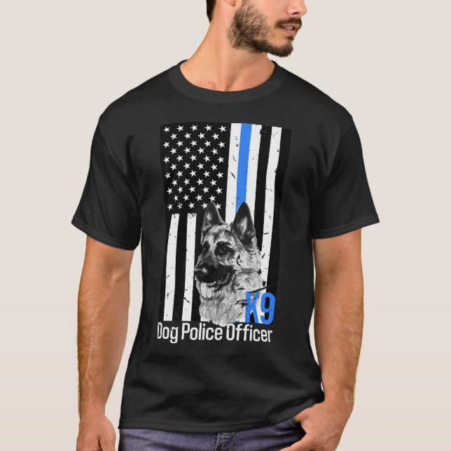 Thin Blue Line K9 Deutscher Schäferhund Polizeibea T-Shirt (Vorderseite)