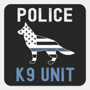 Thin Blue Line K9 German Shepherd Police K9 Unit Quadratischer Aufkleber