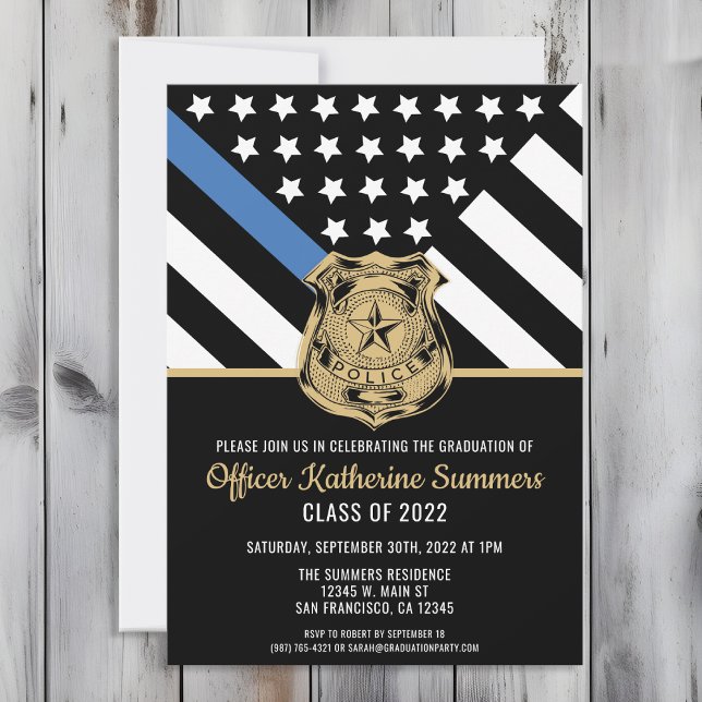 Thin Blue Line Law Enforcement Einladung (Perfect invitation to invite guests to celebrate the new police academy graduate in law enforcement!)