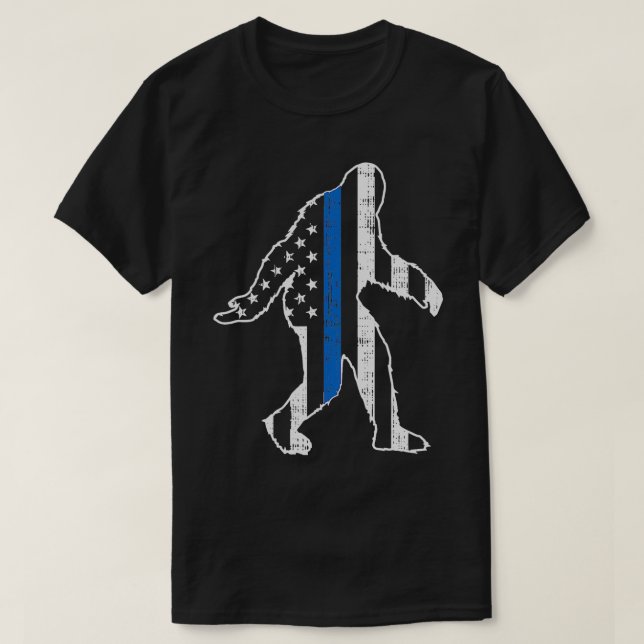 Thin Blue Line Law Enforcement LE Polizist US Flag T-Shirt (Design vorne)