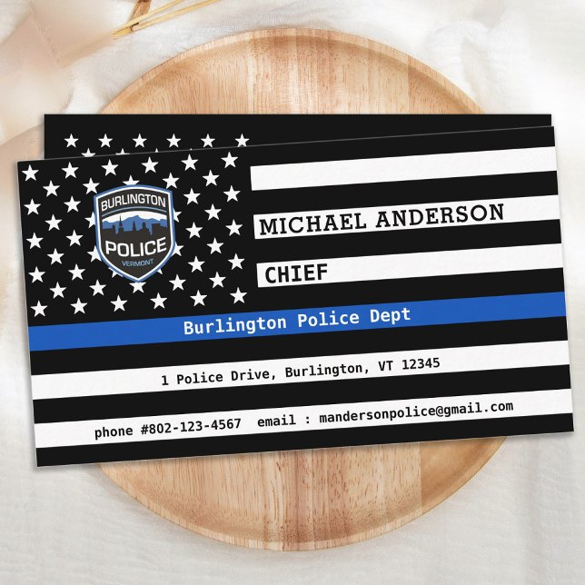 Thin Blue Line Law Enforcement Logo Custom Police Visitenkarte (Von Creator hochgeladen)