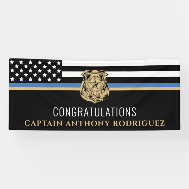 Thin Blue Line Law Enforcement Police Ruhestand Banner (Horizontal)