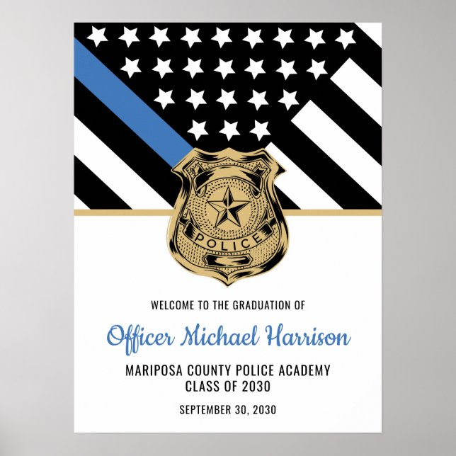 Thin Blue Line Law Enforcement Poster (Vorne)