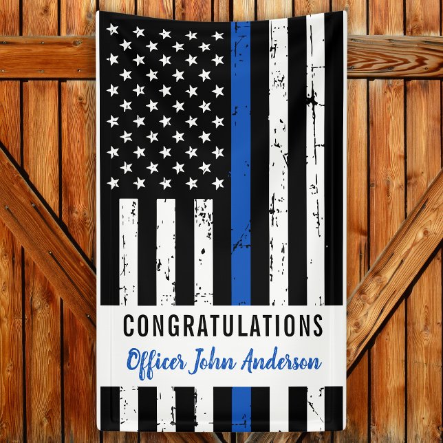 "Thin Blue Line Law Enforcement Retirement Police" Banner (Von Creator hochgeladen)
