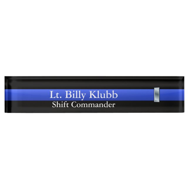 Thin Blue Line - Leutnant Rank Namensplakette (Vorderseite)
