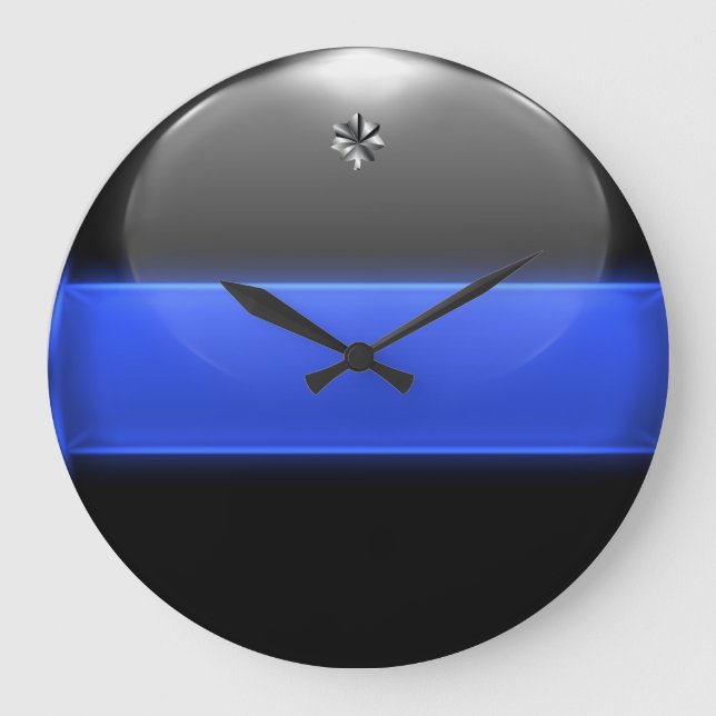 Thin Blue Line Lt Colonel Insignia Rank Große Wanduhr (Vorderseite)