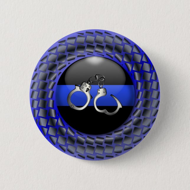 Thin Blue Line Medallion mit Handschellen Button (Vorderseite)