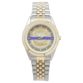 Thin Blue Line Memorial Tribute Gold Armbanduhr