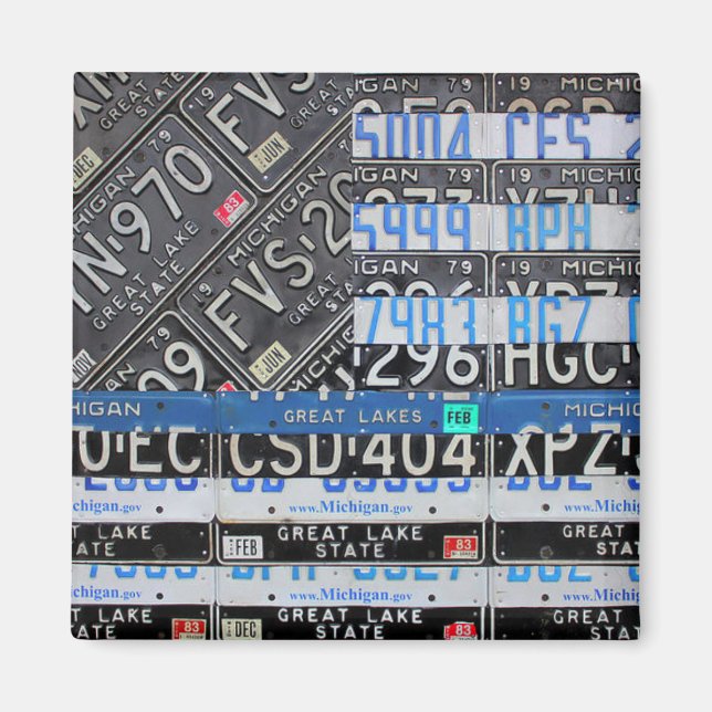 Thin Blue Line Michigan Flag von Design Turnpike Magnet (Vorne)