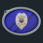 Thin Blue Line mit Abzeichen Ovale Gürtelschnalle<br><div class="desc">Dieses Design soll die mutigen Männer und Frauen ehren,  die unsere Gemeinschaften schützen. Dieses Symbol für Polizei,  Sheriff und Strafverfolgung ist eine schöne grafische Hommage an diejenigen,  die dienen und diejenigen,  die das ultimative Opfer gemacht haben.</div>