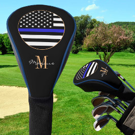 Thin Blue Line Mit Monogramm & Golf USA Flagge Golf Headcover