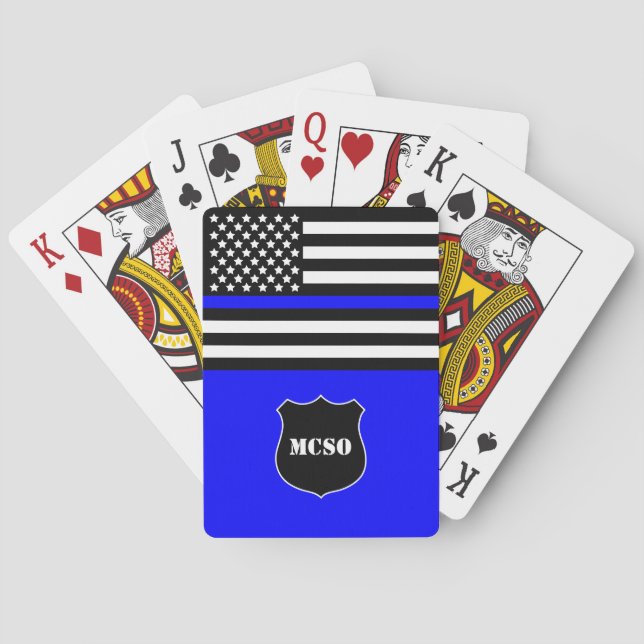 [Thin Blue Line} Monogramm Polizeibeamter  Spielkarten (Rückseite)