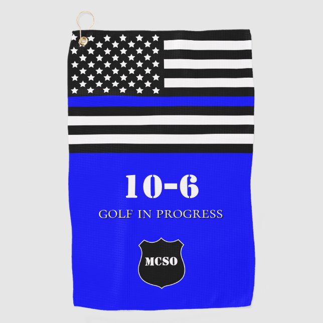 {Thin Blue Line} Monogramm-Polizist 10-6 Golfhandtuch (Vorderseite)