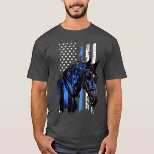 Thin Blue Line Mounted Patrol Patriotic Police T-Shirt