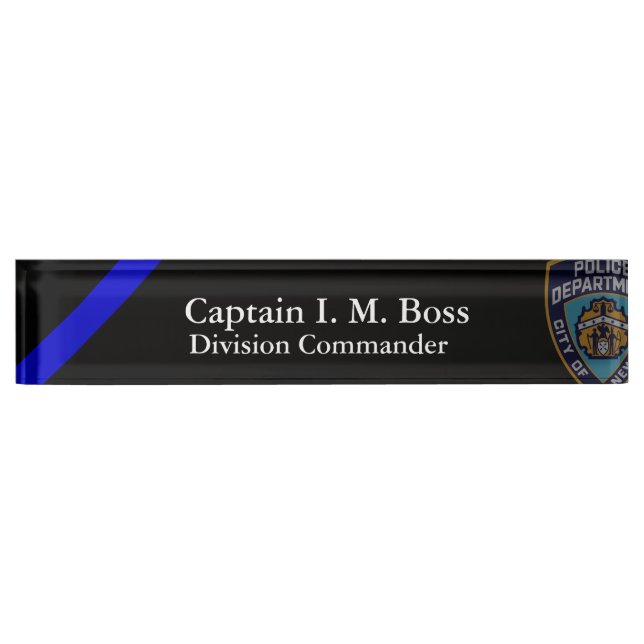 Thin Blue Line NYPD Offset Patch Name Plate Namensplakette (Vorderseite)