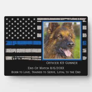 Thin Blue Line Officer K9 Polizeihund Fotoplatte