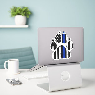 Thin Blue Line Paw Print Aufkleber