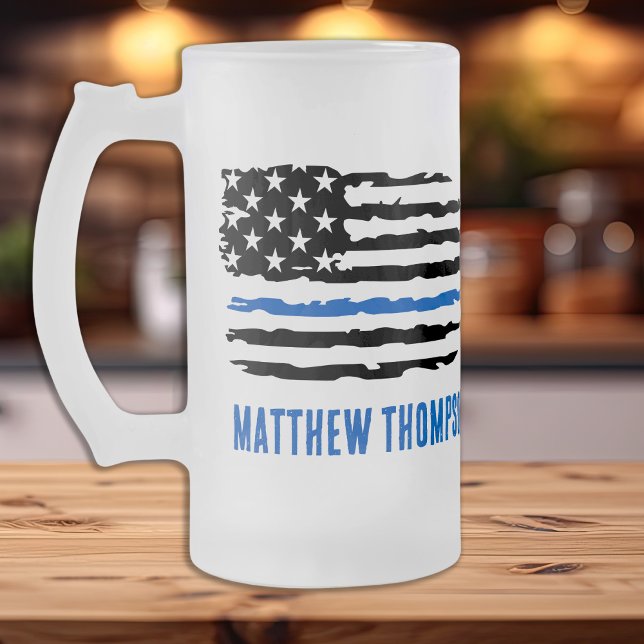 Thin Blue Line Personalisiert Police Officer Mattglas Bierglas (Von Creator hochgeladen)