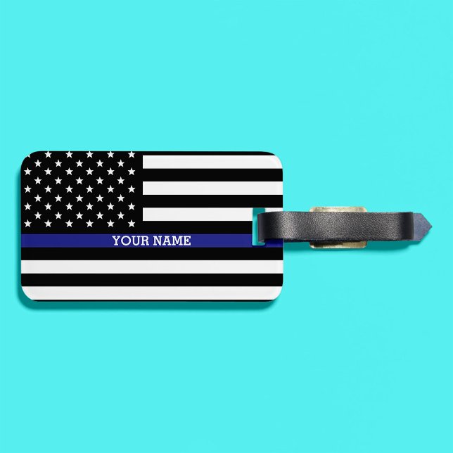 Thin Blue Line - Personalisierte amerikanische Fla Gepäckanhänger (Von Creator hochgeladen)