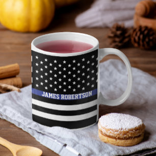 Thin Blue Line - Personalisierte amerikanische Fla Jumbo-Tasse