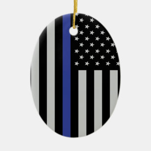 Thin Blue Line - Personalisierte amerikanische Fla Keramikornament