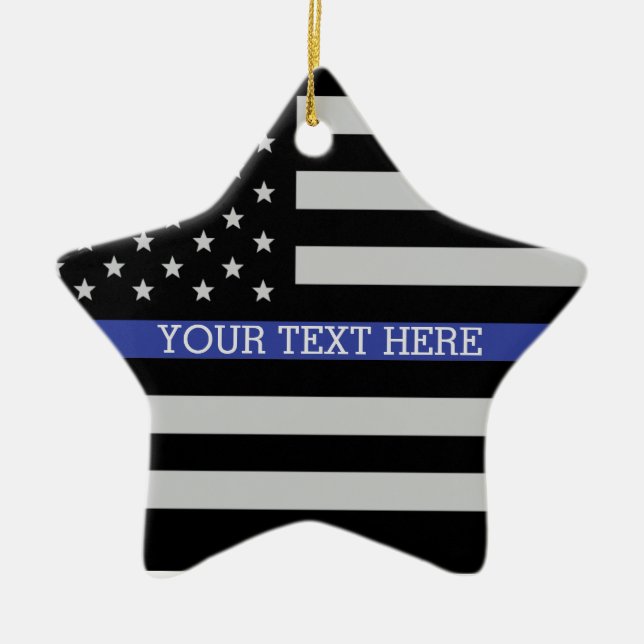 Thin Blue Line - Personalisierte amerikanische Fla Keramikornament (Vorne)