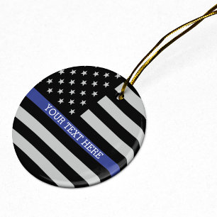 Thin Blue Line - Personalisierte amerikanische Fla Keramikornament