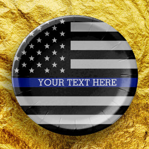Thin Blue Line - Personalisierte amerikanische Fla Pappteller