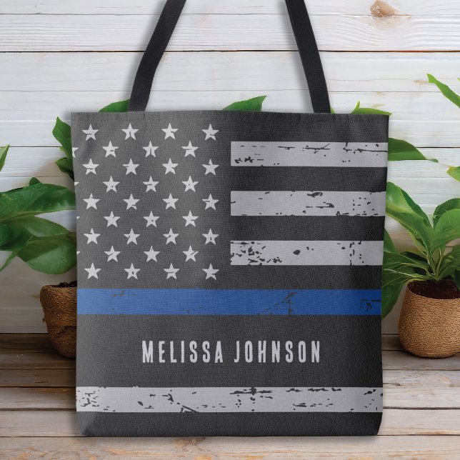 Thin Blue Line Personalisierter US-Flaggenpolizist (Von Creator hochgeladen)