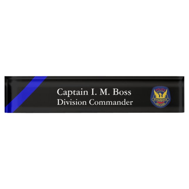 Thin Blue Line - Phoenix PD Patch Desk Name Plate Namensplakette (Vorderseite)