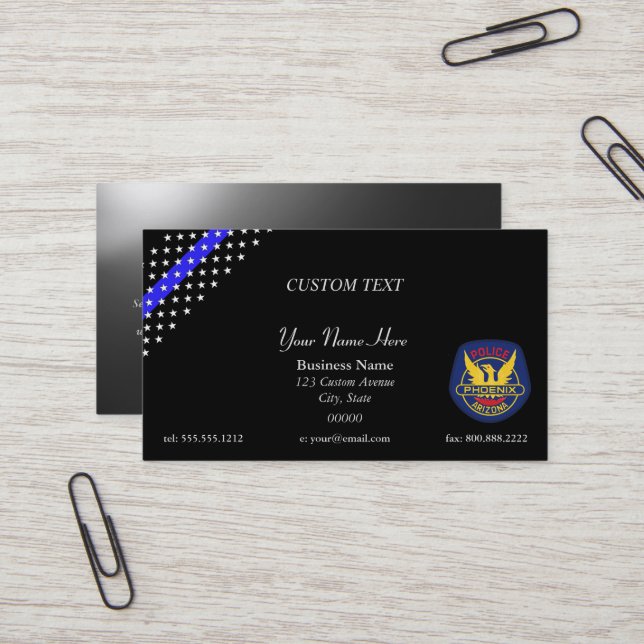 Thin Blue Line Phoenix Police Business Card Visitenkarte (Vorderseite/Rückseite Beispiel)