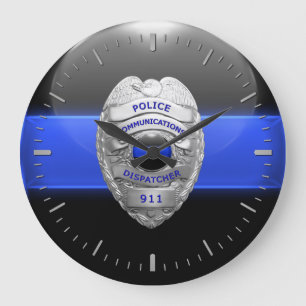Thin Blue Line Police 911 Large Clock Große Wanduhr