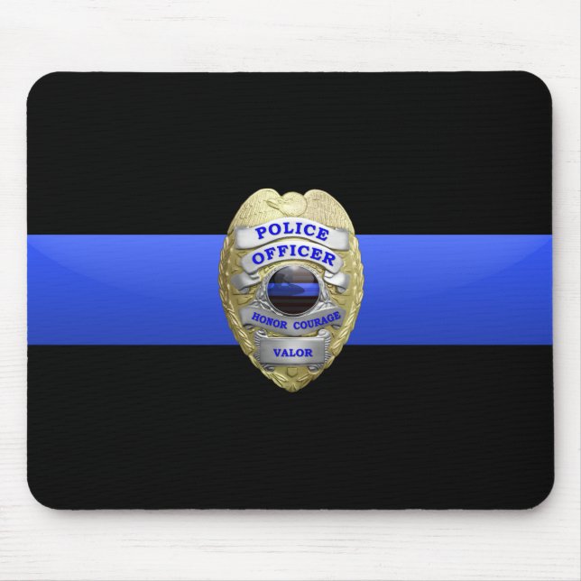 Thin Blue Line Police Abzeichen Mouse Pad Mousepad (Vorne)