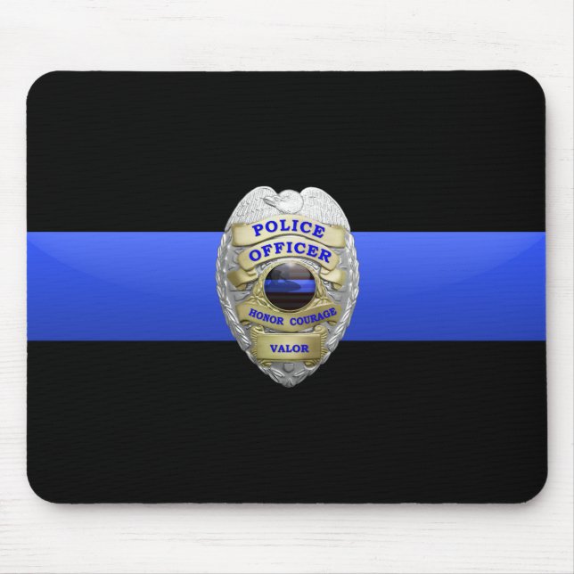 Thin Blue Line Police Abzeichen Mouse Pad Mousepad (Vorne)