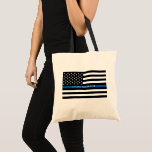 Thin Blue Line Police American Flag Monogramm Tragetasche