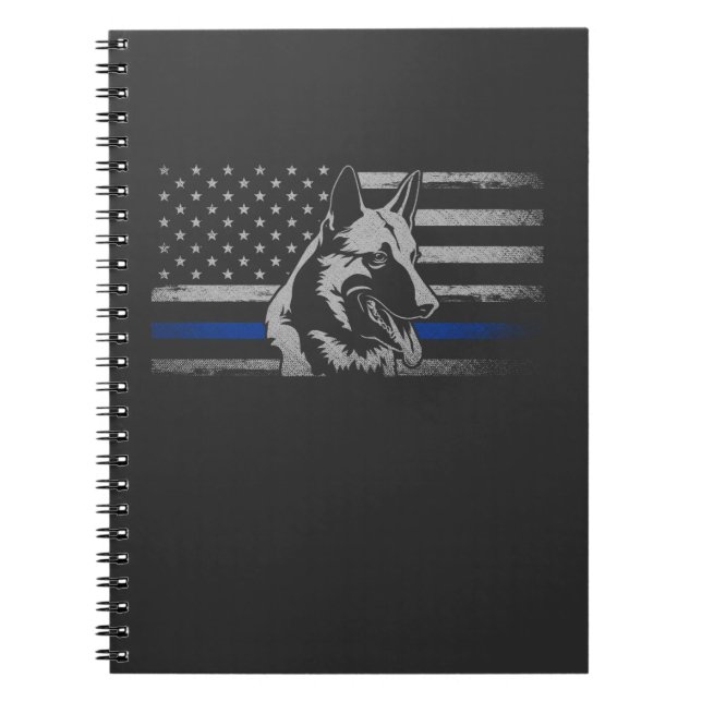 Thin Blue Line Police Belgium Malinois Hund Notizblock (Vorderseite)