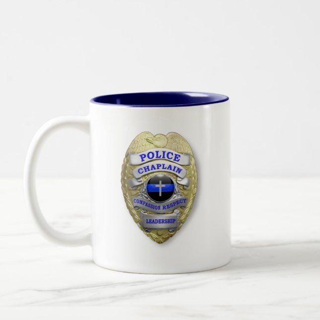 Thin Blue Line Police Chaplain Abzeichen Zweifarbige Tasse (Links)