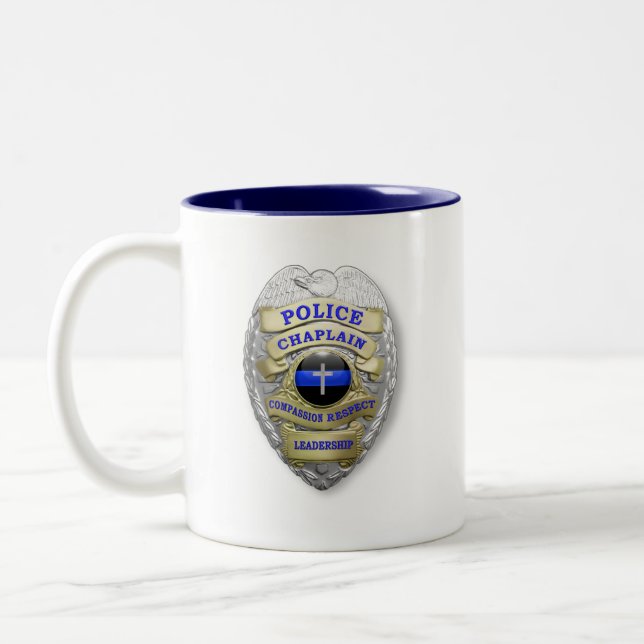 Thin Blue Line Police Chaplain Abzeichen Zweifarbige Tasse (Links)