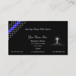 Thin Blue Line Police Chaplain Cross Business Card Visitenkarte