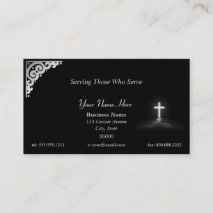 Thin Blue Line Police Chaplain Cross Business Card Visitenkarte
