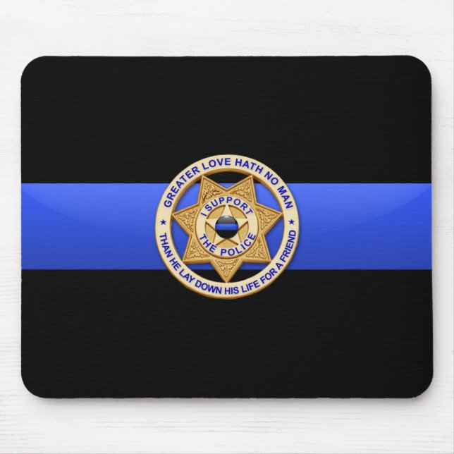 Thin Blue Line Police Greater Liebe Abzeichen Mous Mousepad (Vorne)