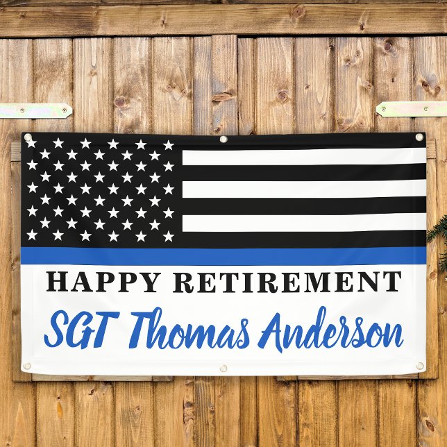 Thin Blue Line Police Happy Retirement Party Banner (Von Creator hochgeladen)