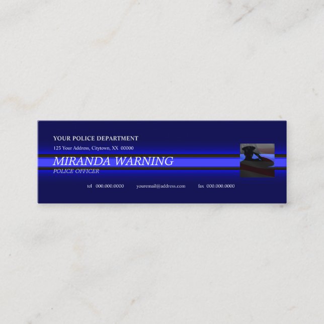 Thin Blue Line Police Officer Custom Business Card Mini Visitenkarte (Vorderseite)