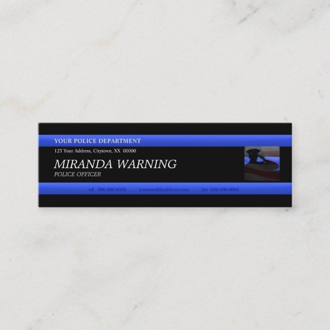 Thin Blue Line Police Officer Custom Business Card Mini Visitenkarte (Vorderseite)
