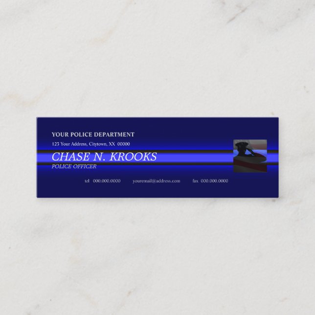 Thin Blue Line Police Officer Custom Business Card Mini Visitenkarte (Vorderseite)