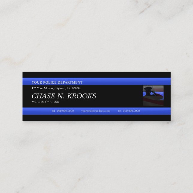 Thin Blue Line Police Officer Custom Business Card Mini Visitenkarte (Vorderseite)
