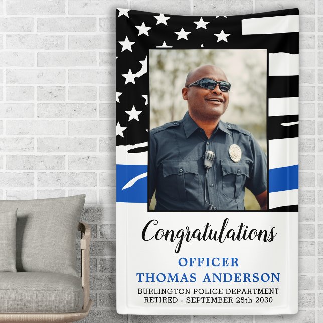 Thin Blue Line Police Officer Pensionierung Party Banner (Von Creator hochgeladen)